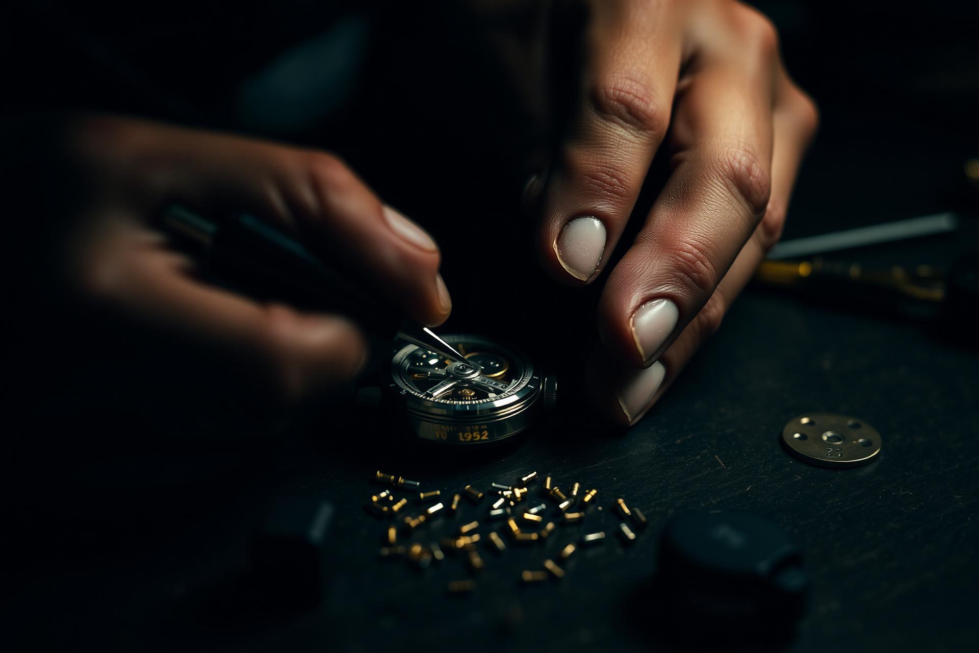 Zegarmistrz podczas precyzyjnej naprawy mechanizmu zegarka